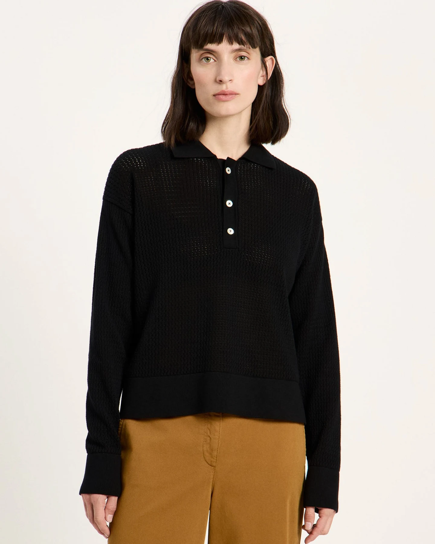 Pullover mit Polo-Kragen (GOTS) – Ansicht 3