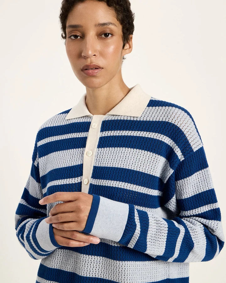 Produktseite: Pullover mit Polo-Kragen (GOTS)