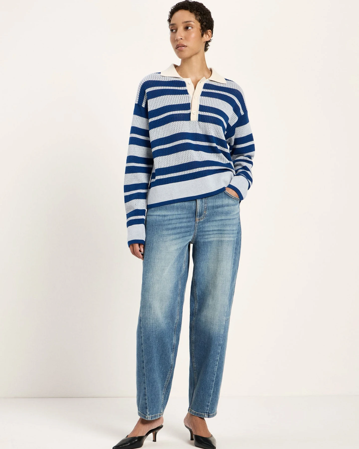 Pullover mit Polo-Kragen (GOTS) – Ansicht 3