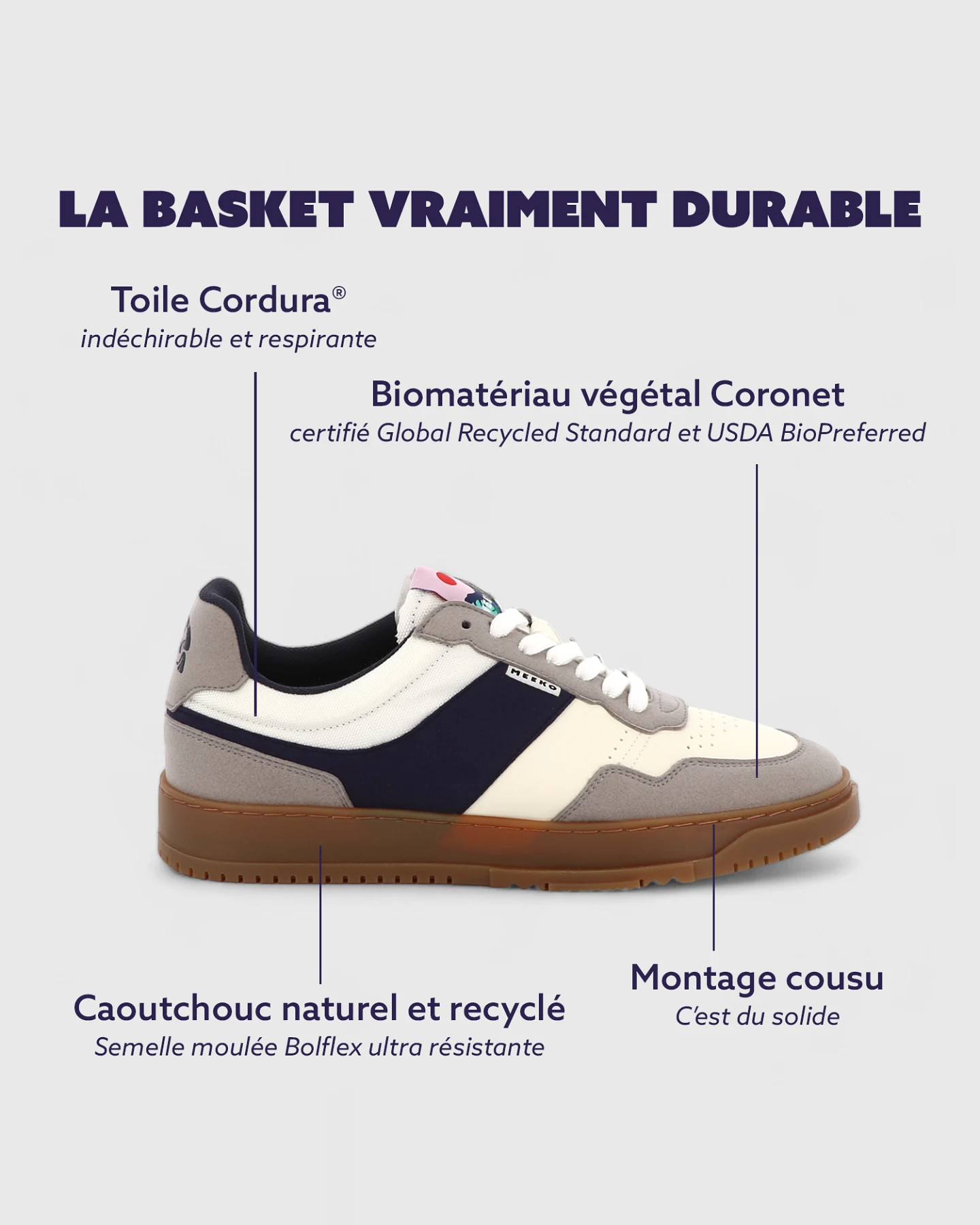 MEEKO Herren vegan Sneakers Kiboko Cordura Marine – Ansicht 2
