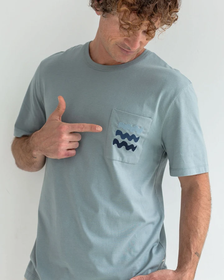 TWOTHIRDS Herren vegan T-Shirt Dunmoran Lead Sea Blue