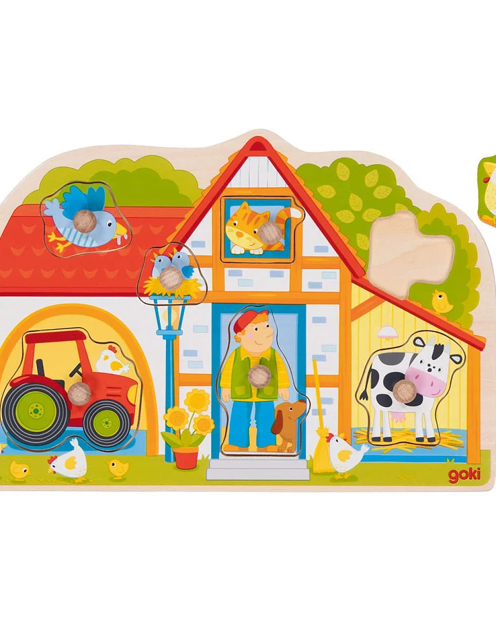 goki - Steckpuzzle Holz - "Bauernhof" 7 Teile
