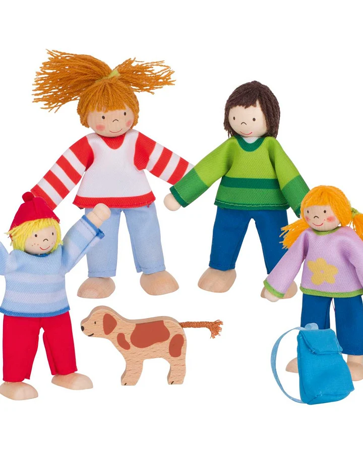 goki - Biegepuppen-Set Familie mit Hund