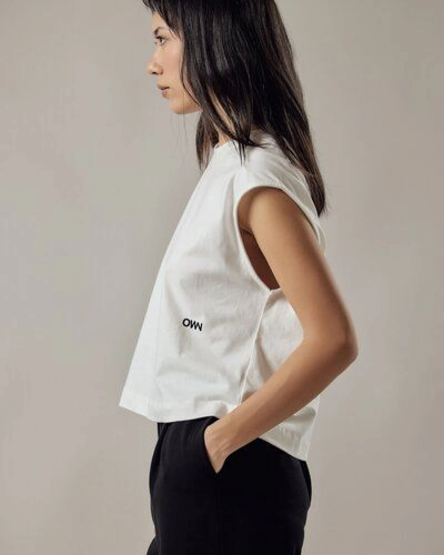 OWN - OFF WITH NATURE Ärmelloses T-Shirt im Loose Fit Off-White – Ansicht 3