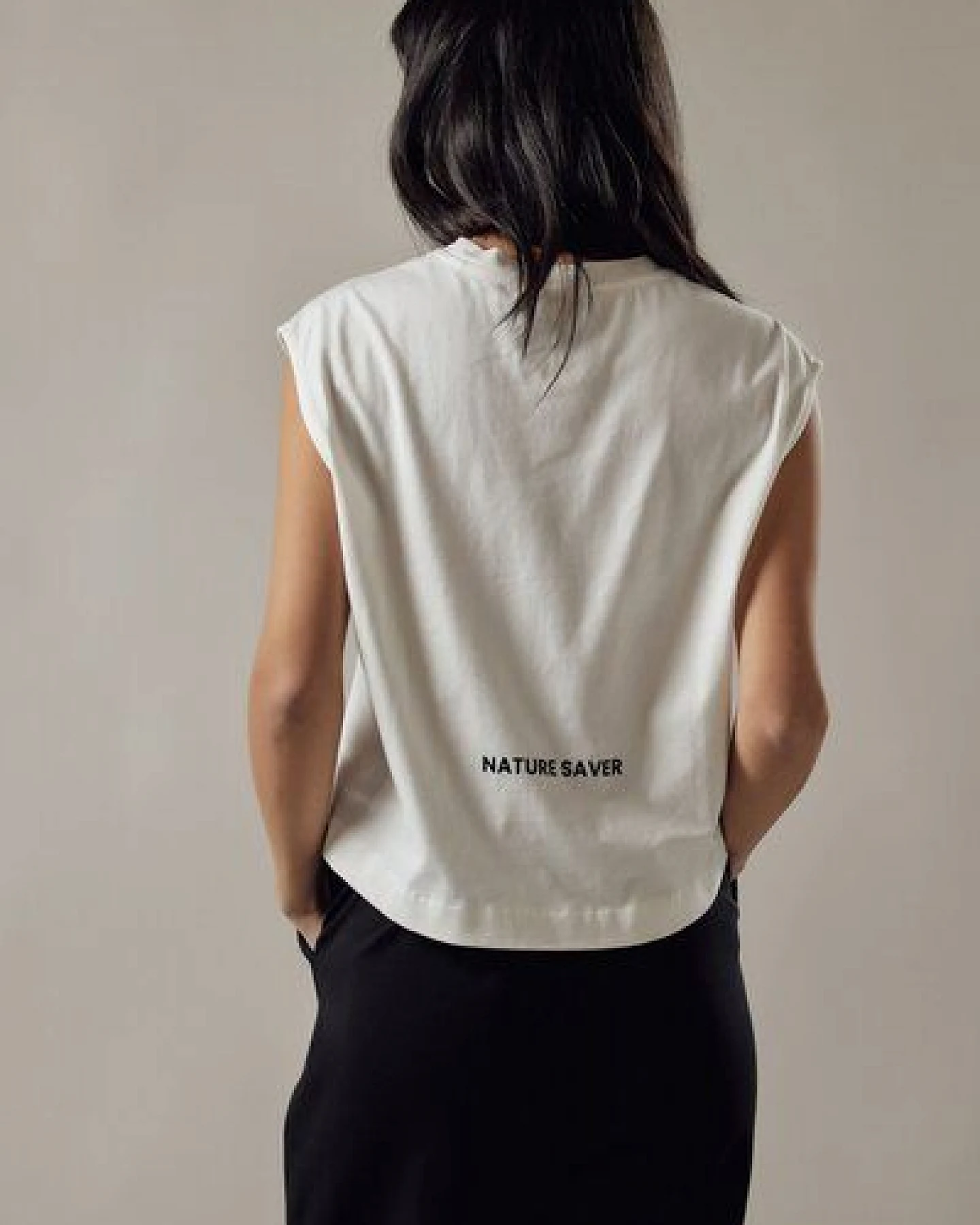 OWN - OFF WITH NATURE Ärmelloses T-Shirt im Loose Fit Off-White – Ansicht 2