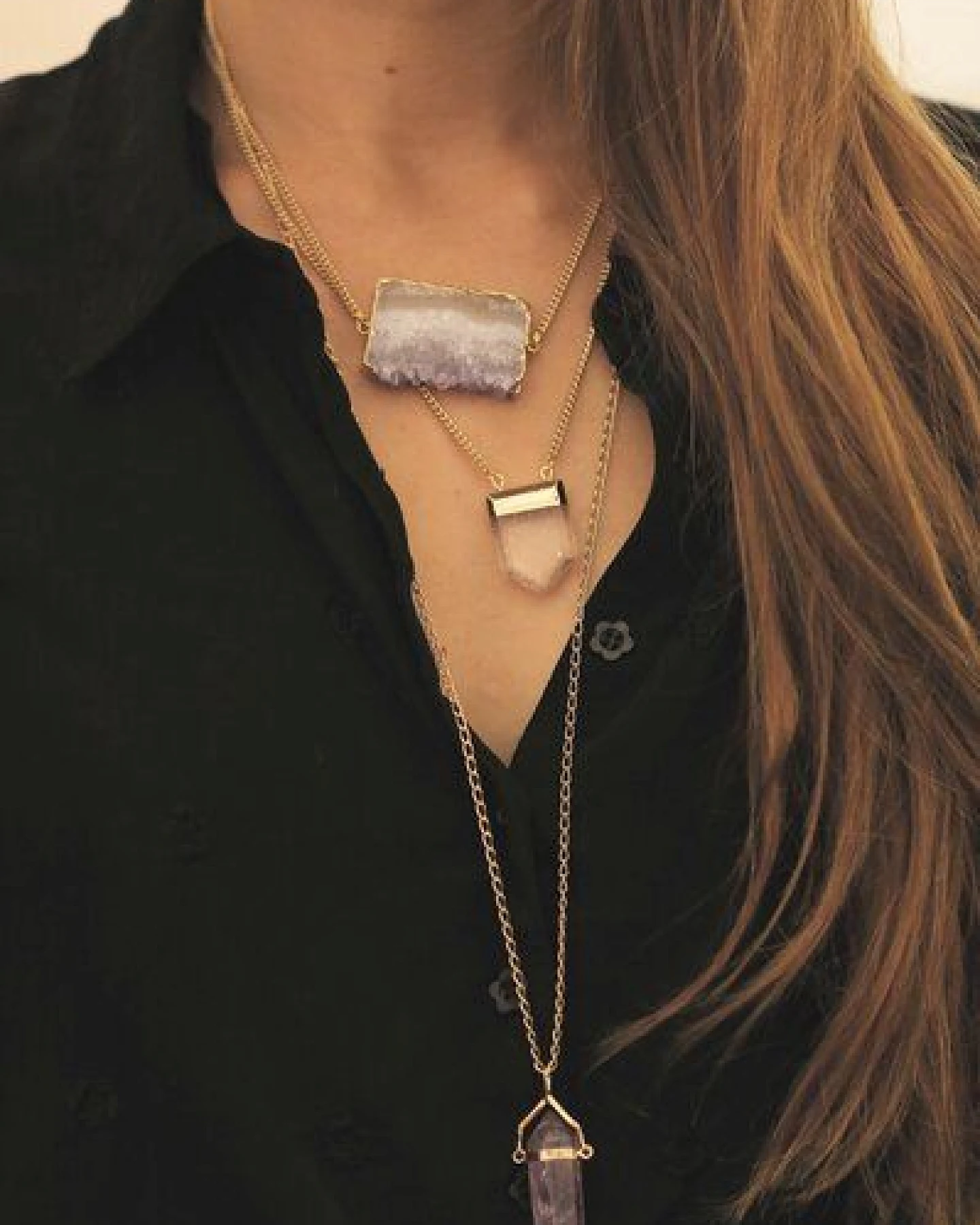 Crystal and Sage Amethyst Halskette versilbert – Ansicht 2