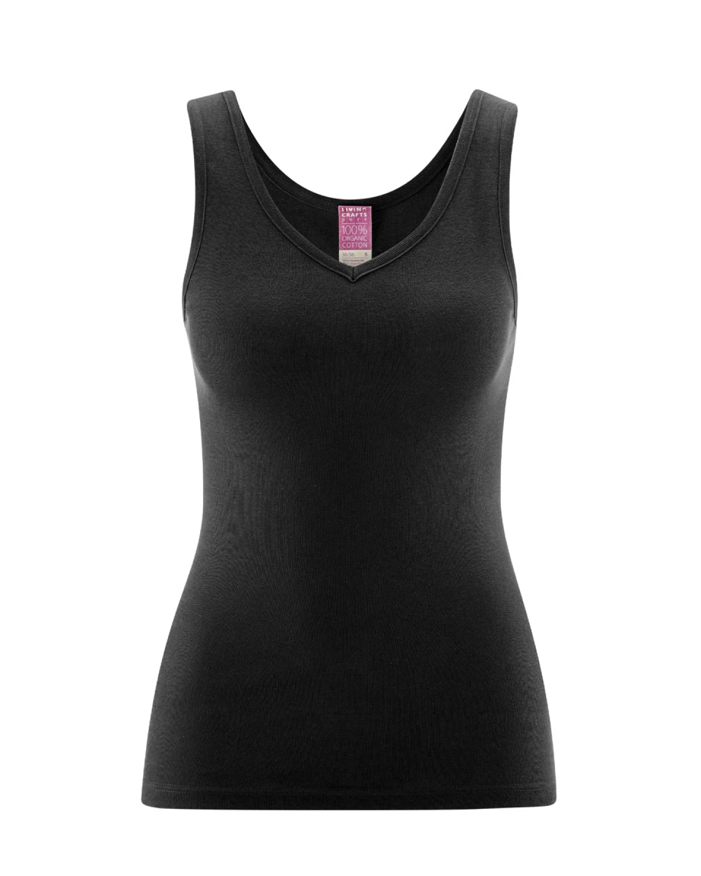 Damen V-Neck-Trägertop Schwarz – Ansicht 2