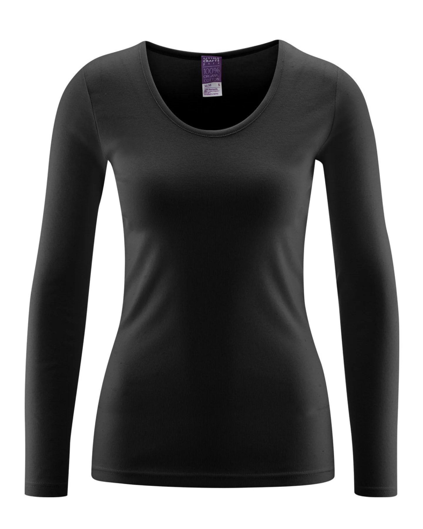 Damen Langarm-Unterhemd Schwarz – Ansicht 2
