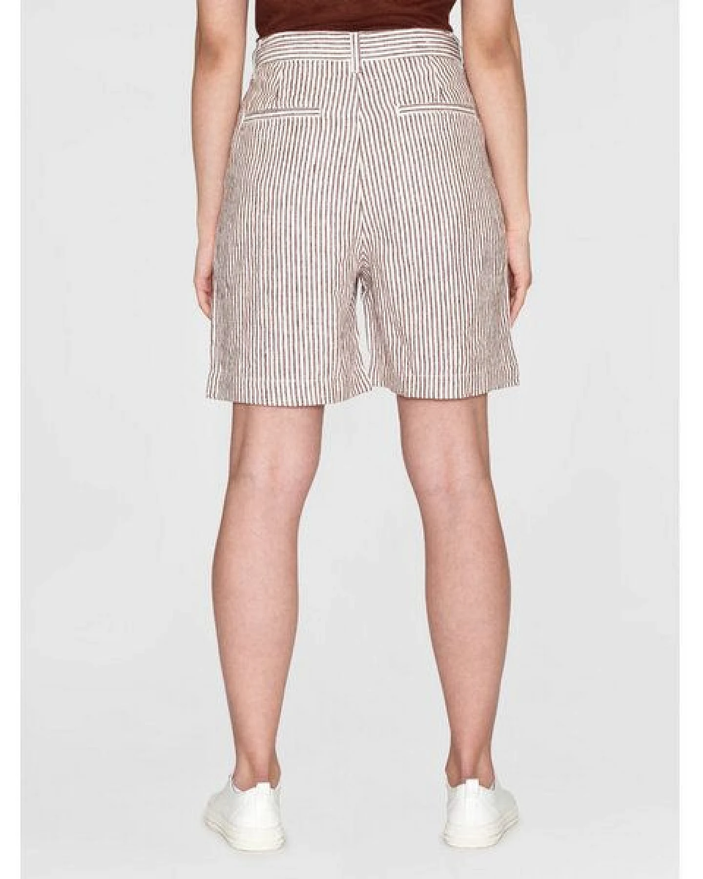KnowledgeCotton Apparel Weite High-Waist Shorts STRIPED POSEY aus Bio-Leinen – Ansicht 2