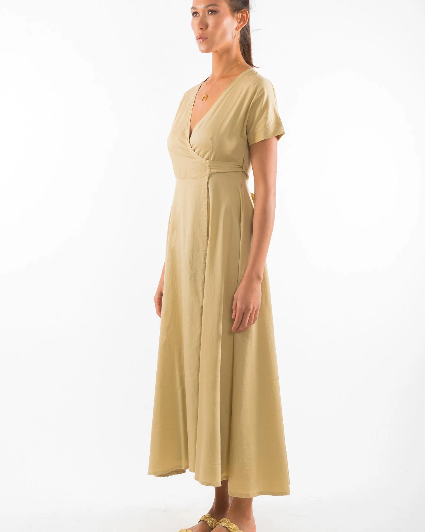 RAVENS VIEW IBIZA Damen vegan Kleid Calypso Kamelgelb – Ansicht 2