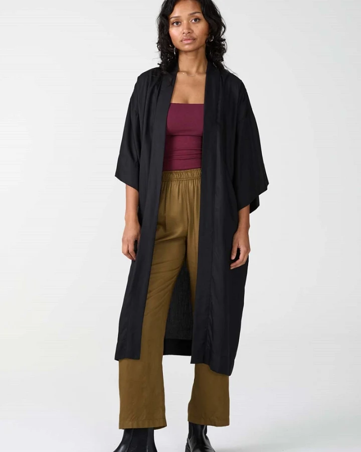 Yahmo Damen vegan Kimono Liese Schwarz