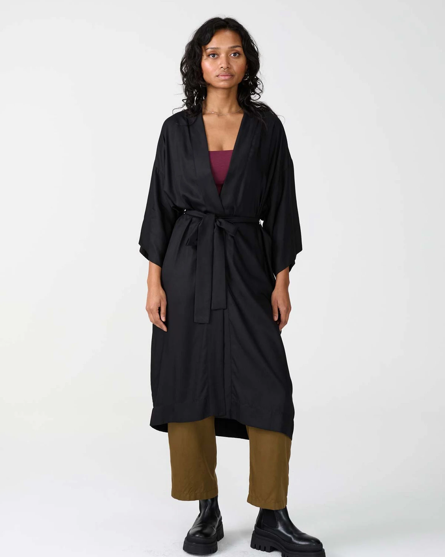 Yahmo Damen vegan Kimono Liese Schwarz – Ansicht 2