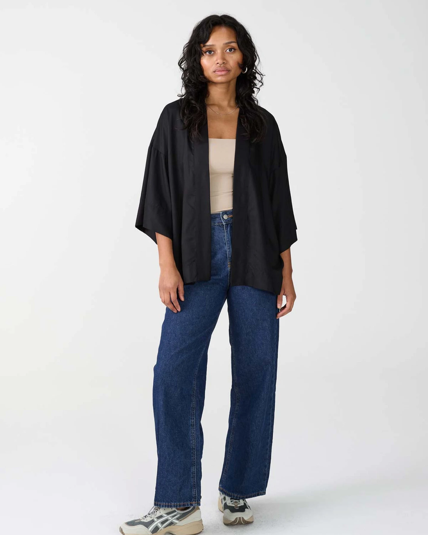 Yahmo Damen vegan Kimono Gerda Schwarz – Ansicht 2