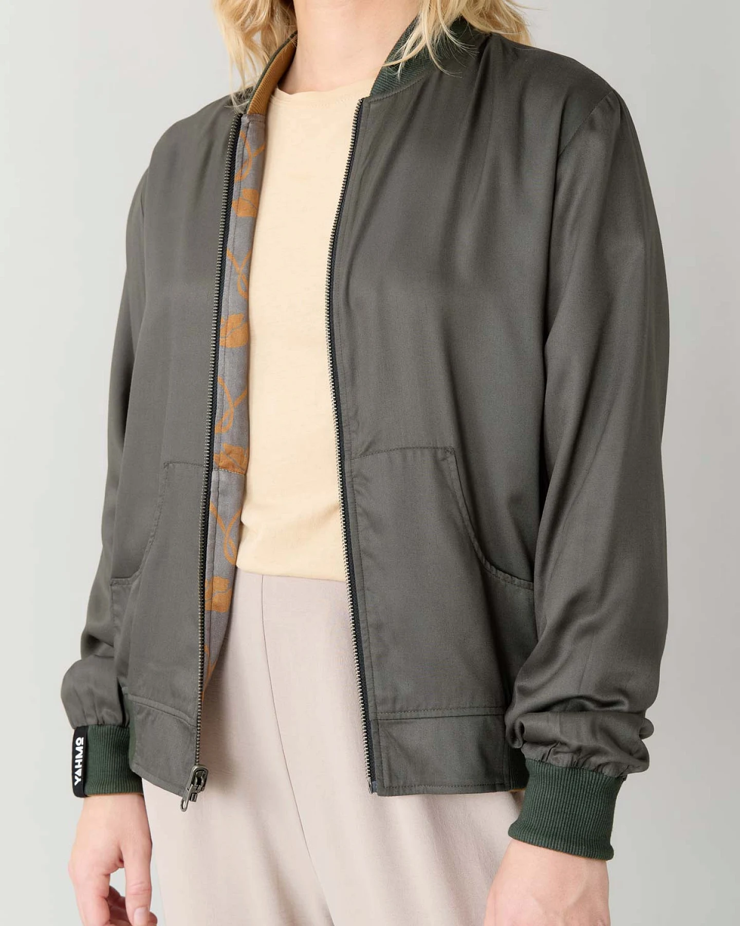 Yahmo Damen vegan Jacke Bomber Reversible Ruth Nouveau/Pine – Ansicht 2