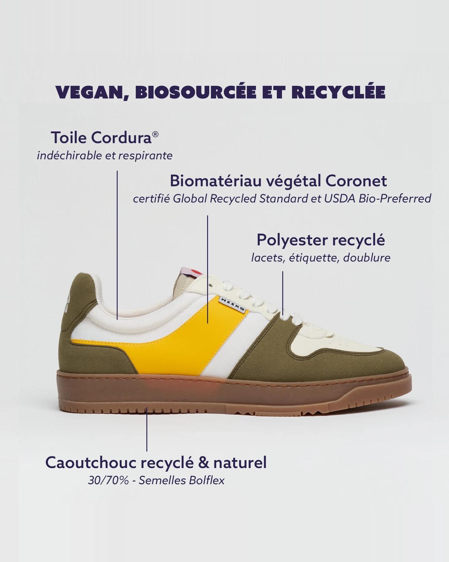 MEEKO Herren vegan Sneaker Kiboko Cordura Dschungel Olivgrün – Ansicht 2