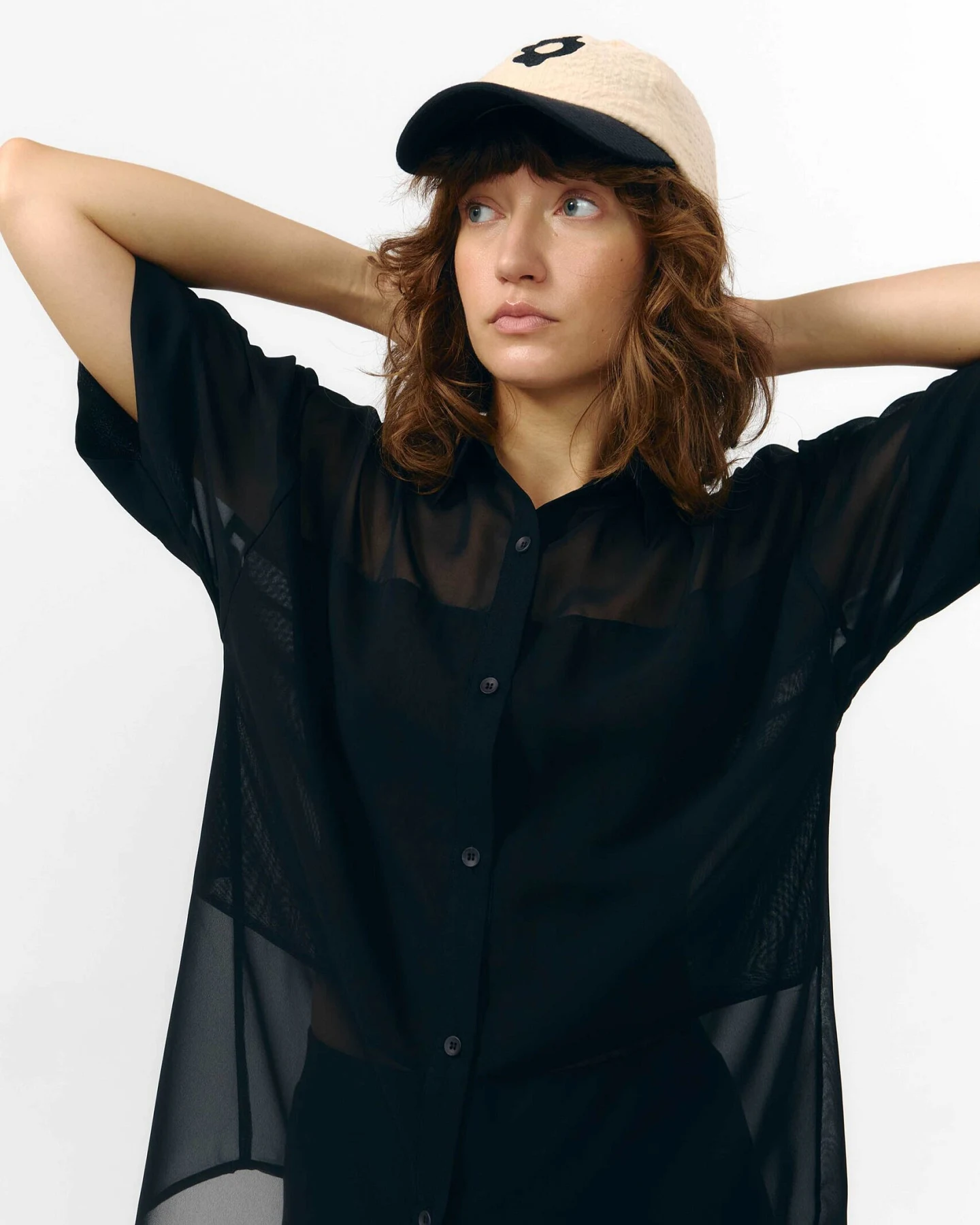 SUITE13LAB Damen vegan Shirt Minab Schiffon Schwarz – Ansicht 2