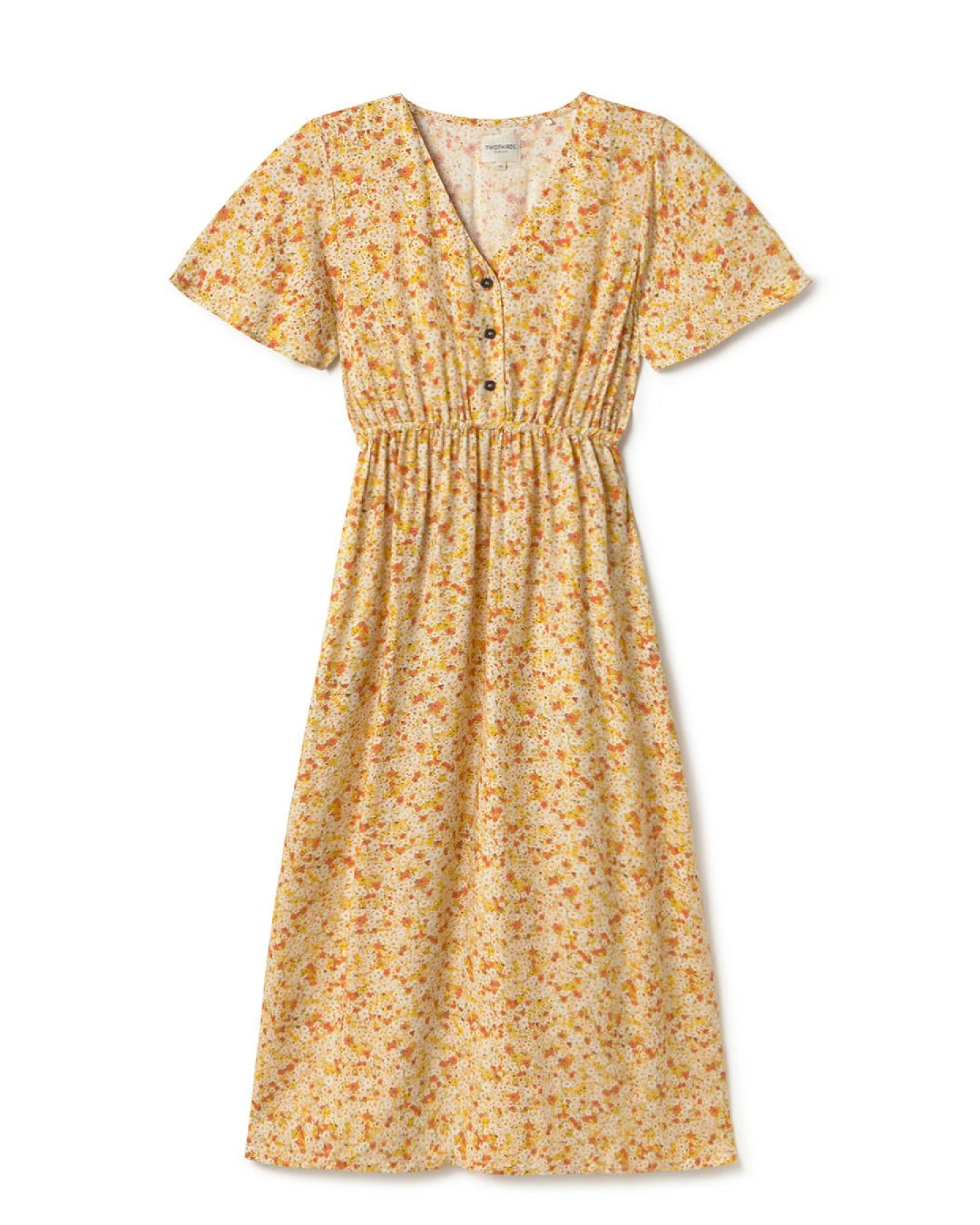 TWOTHIRDS Damen vegan Kleid Balandra Golden Flowers Gelb – Ansicht 2