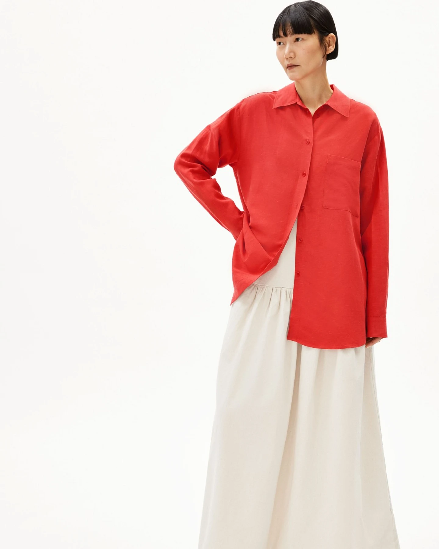 Bluse Langarm Maalgaa Lino Rot – Ansicht 2