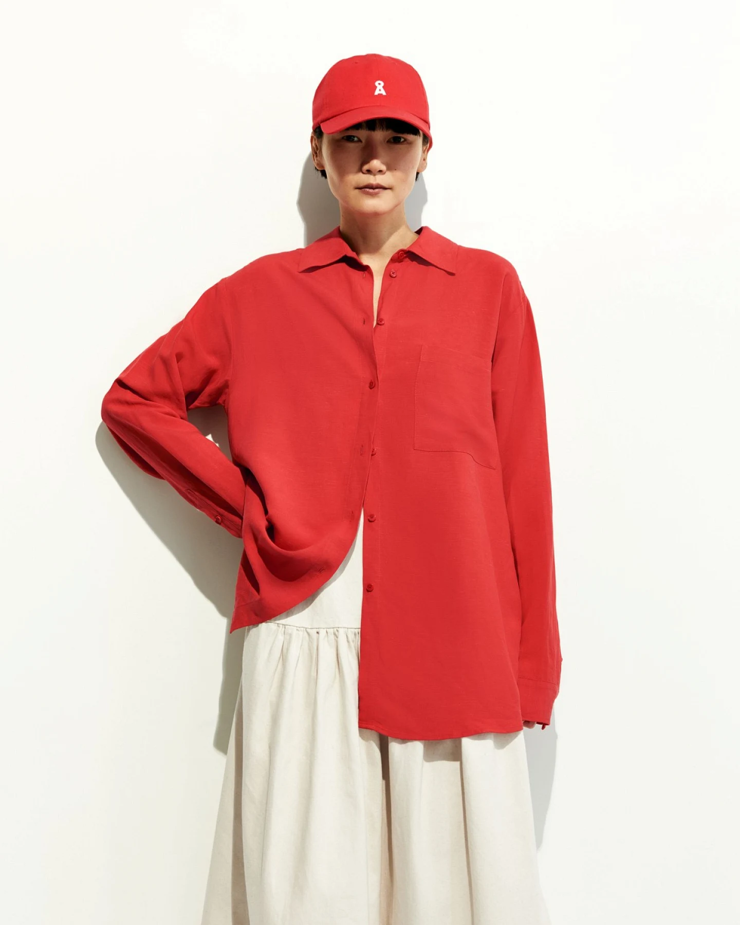Bluse Langarm Maalgaa Lino Rot – Ansicht 4