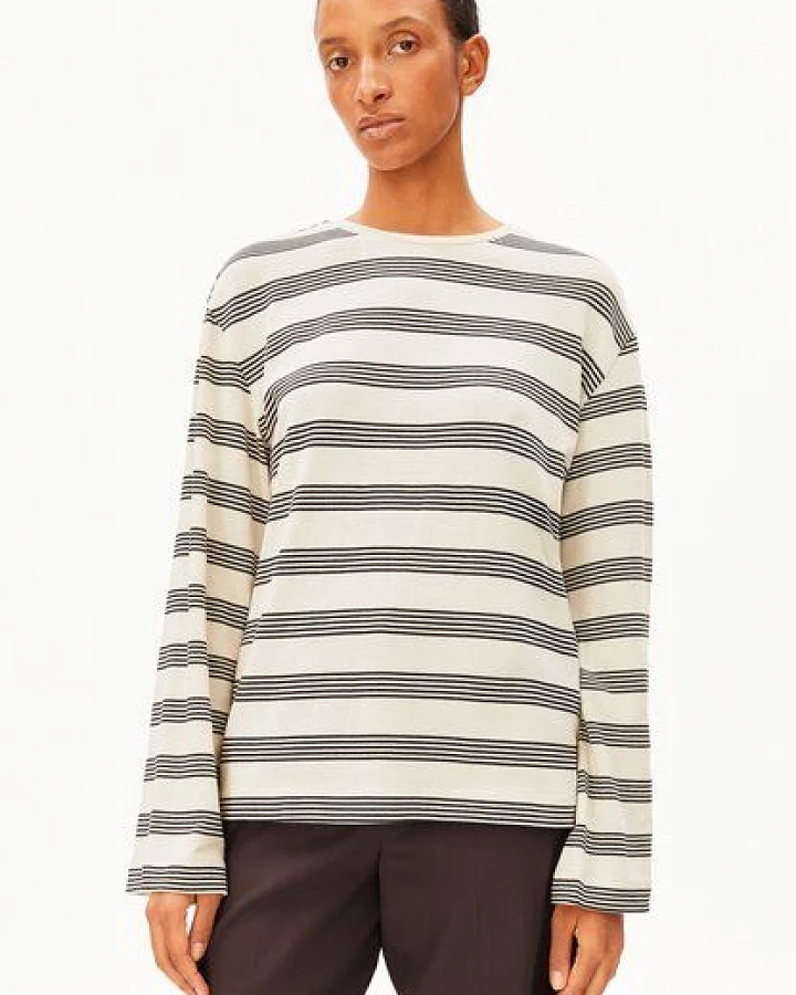Produktseite: ARMEDANGELS MARYNAA FINE STRIPE Damen Longsleeve aus Bio-Baumwoll Mix