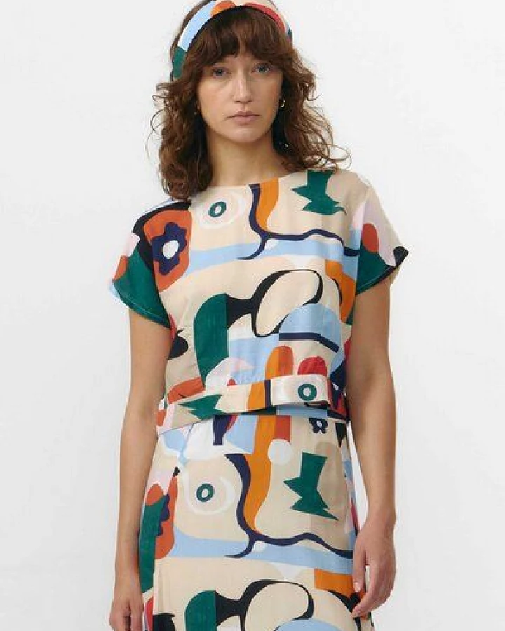 Suite13lab Cropped-Top HEBRON im Cruise-Print