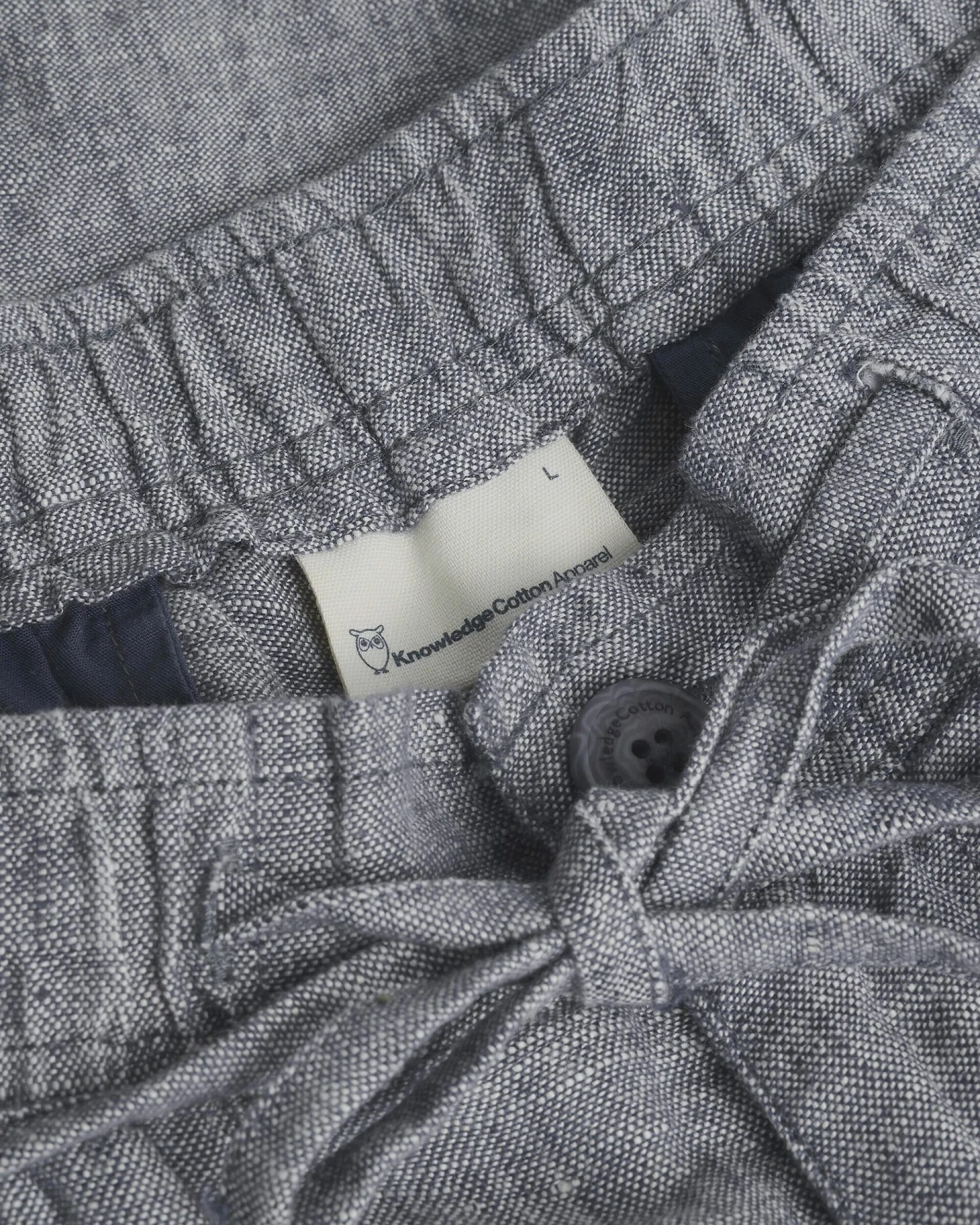 KnowledgeCotton Apparel Herren vegan Shorts Lose Leinen Vintage Indigo – Ansicht 2