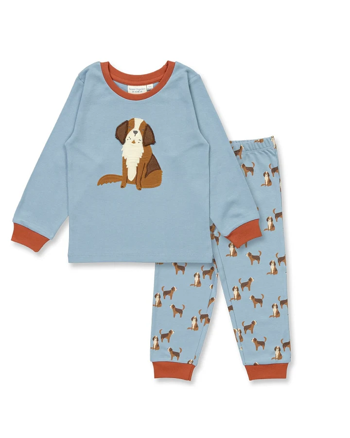 Süßer Kinder Schlafanzug mit Hunde-Motiv, Modell LONG JOHN