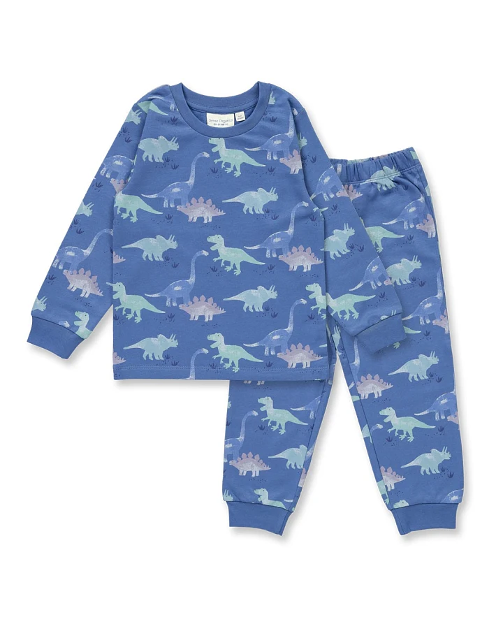 Cooler Kinder Schlafanzug mit Dino-Druck, Modell LONG JOHN SWEAT