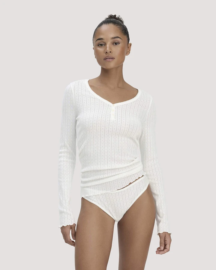 hessnatur Damen Pointelle Slip Regular Cut PURE COTTON aus Bio-Baumwolle - weiß - Größe 40