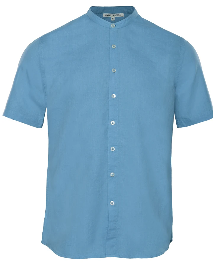 Herren Kurzarm Hemd Blau