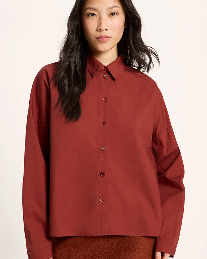 Lanius Damen vegan Bluse In Mahagoni-Rot