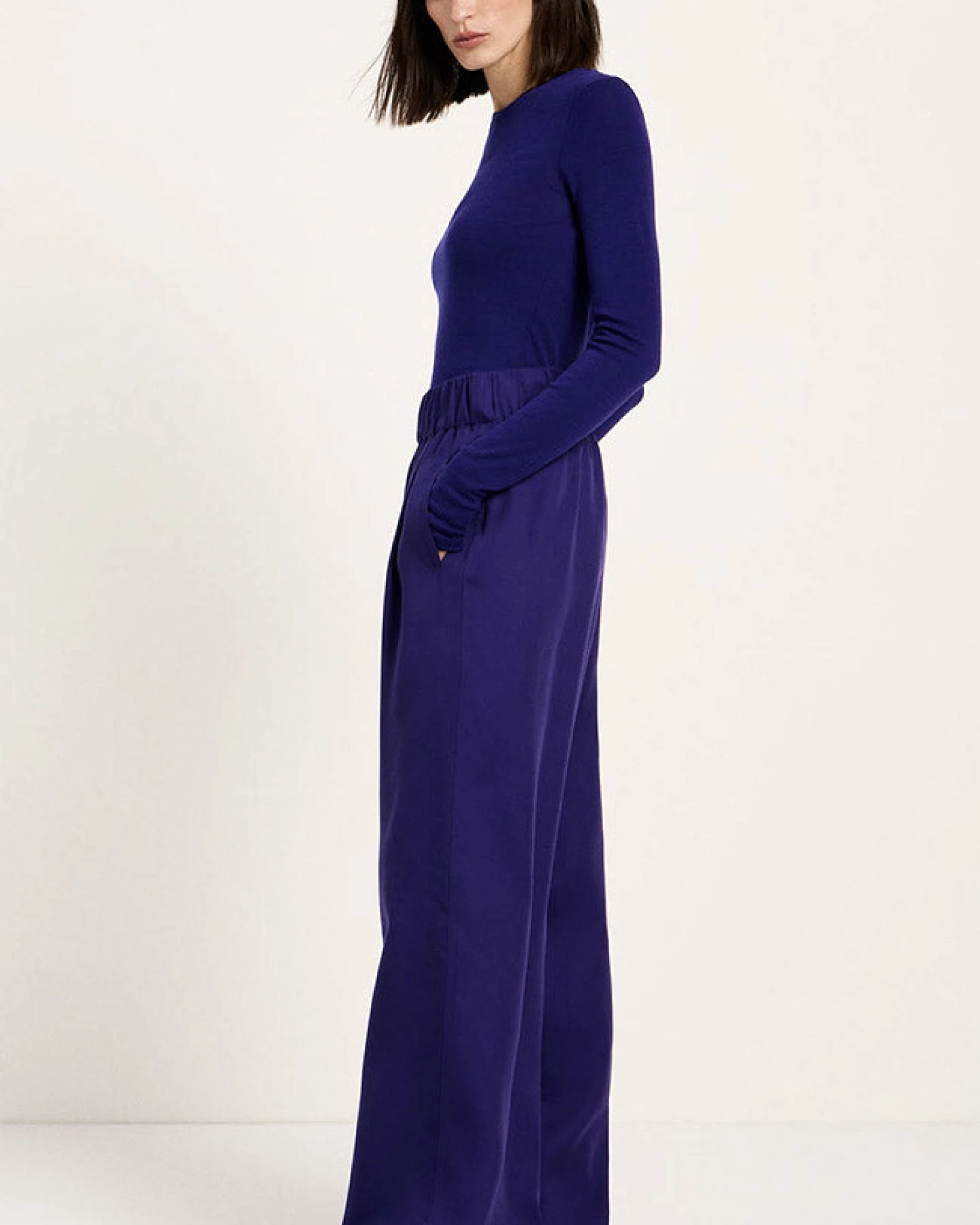 Lanius Damen vegan Hose Mit Weitem Bein Violett – Ansicht 2