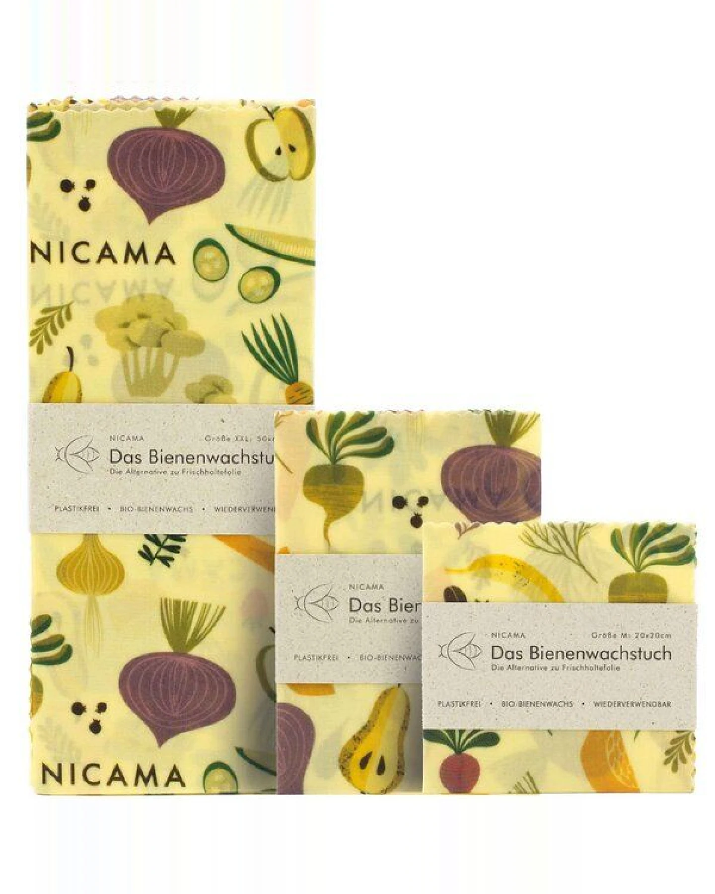 NICAMA Bienenwachstücher 3er Set (M + L + XXL) – Ansicht 2