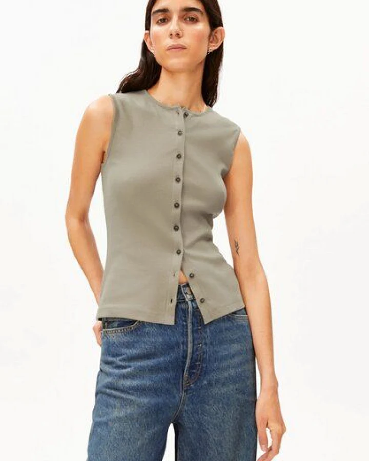 ARMEDANGELS RIB BUTTON Damen Top aus Bio-Baumwoll Mix