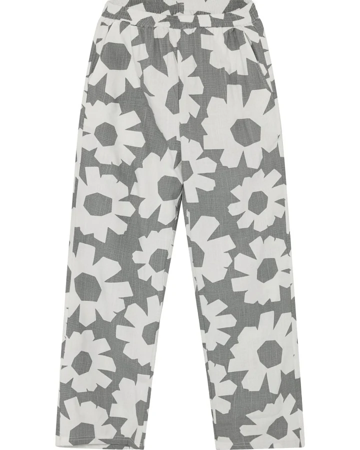 Posey Wide Linen-Mix Pants Grey M