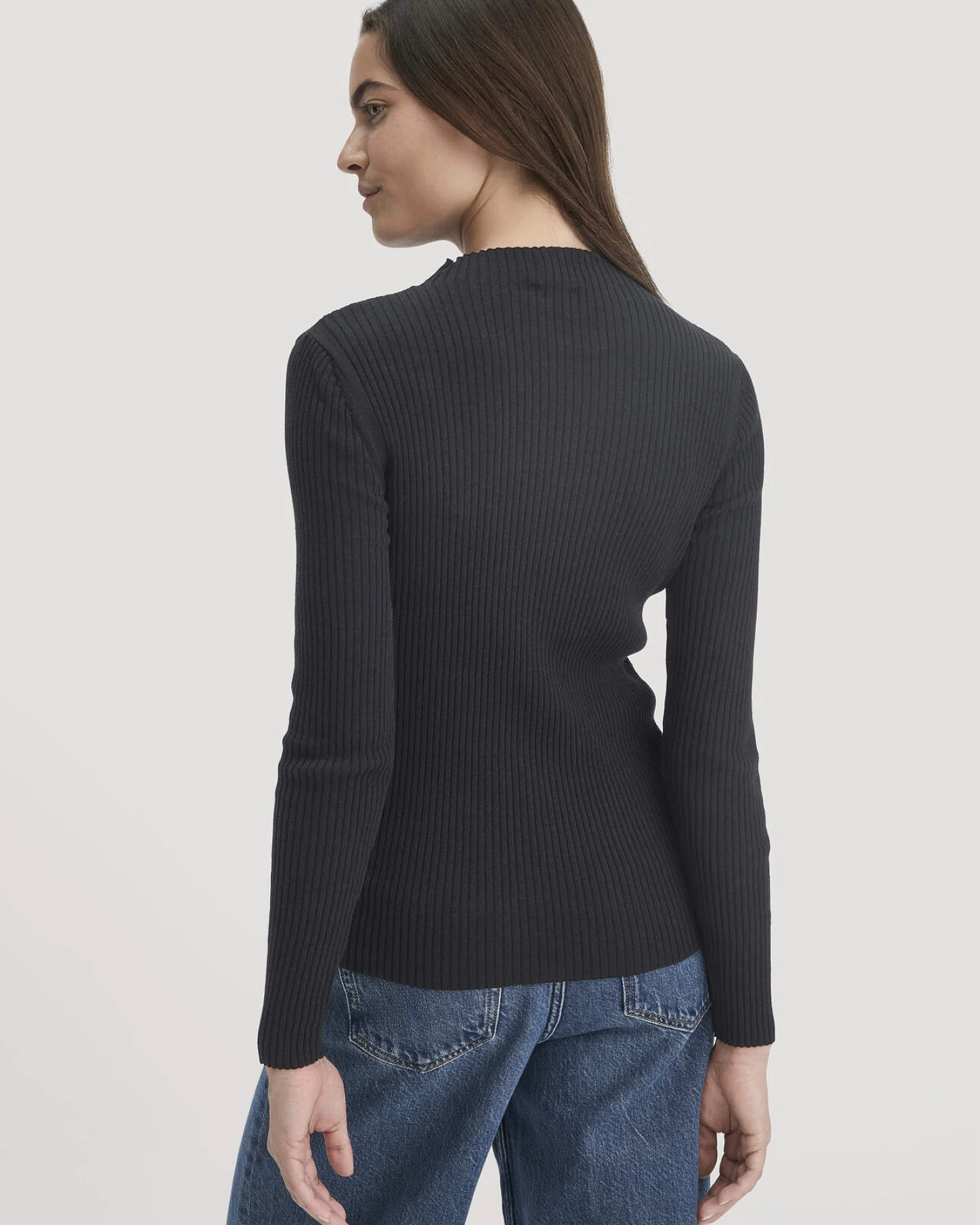 hessnatur Damen Strick Pullover Fitted aus TENCEL™ Lyocell mit Bio-Baumwolle - schwarz - Größe XL – Ansicht 3