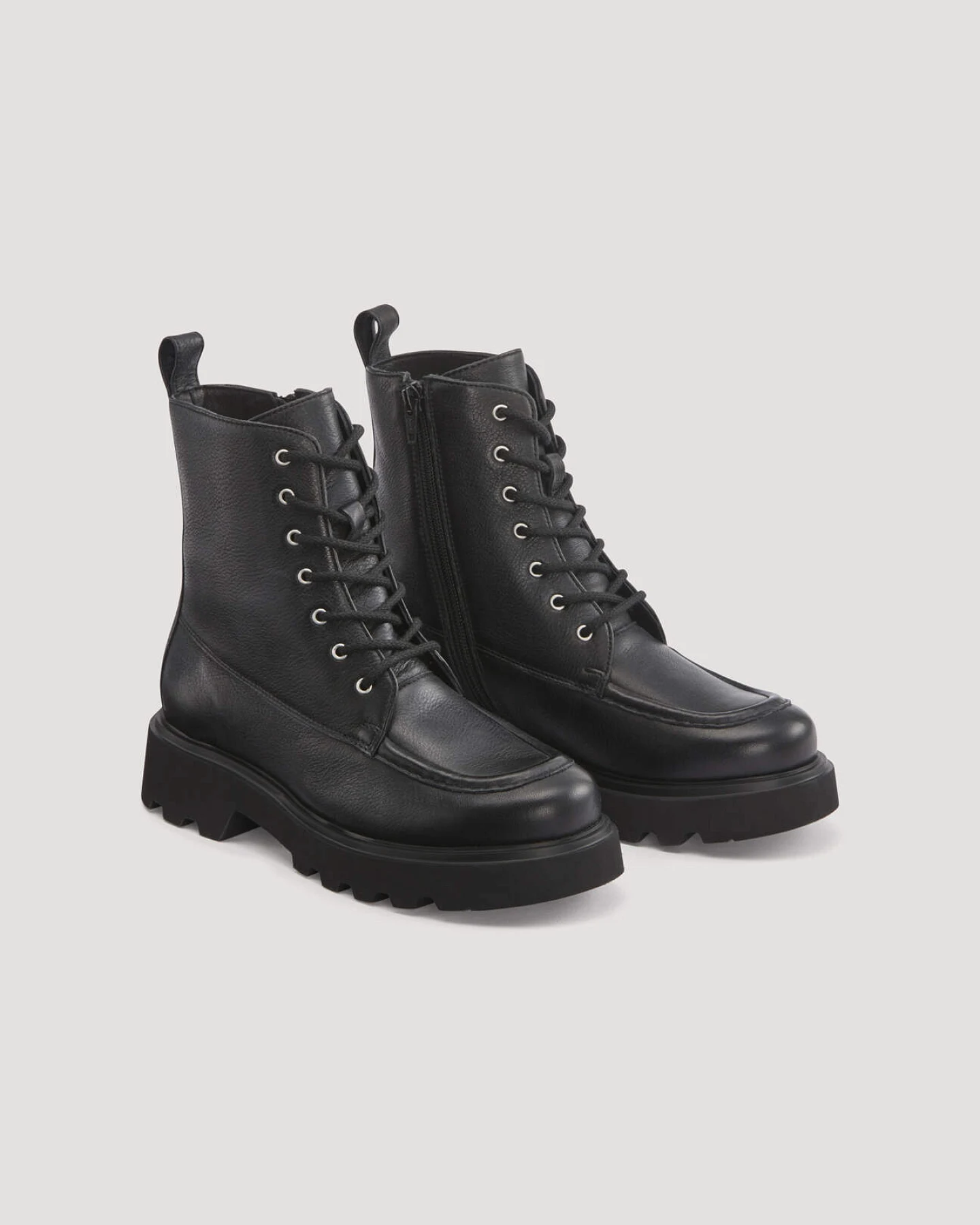 hessnatur Damen Schnürboots aus chromfrei gegerbtem Leder - schwarz - Größe 37 – Ansicht 2