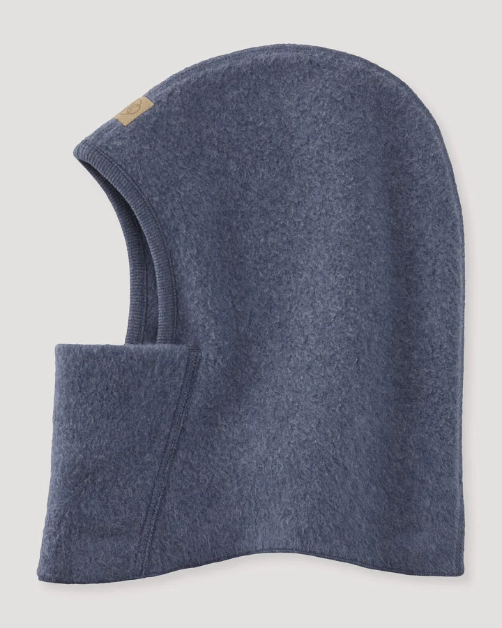 hessnatur Fleece Kapuzenmütze aus Bio-Baumwolle - blau - Größe 49/51