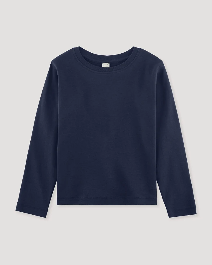 hessnatur Kinder Langarmshirt aus Bio-Baumwolle - blau - Größe 110/116