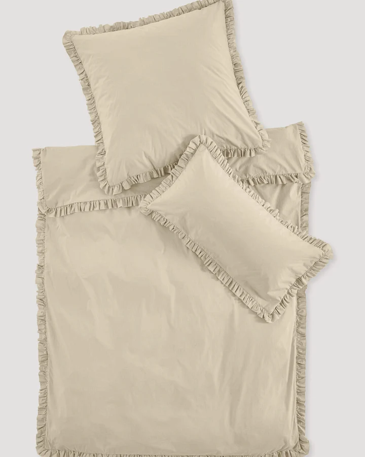 hessnatur Perkal Bettwäsche Set CARMEN aus Bio-Baumwolle - beige - Größe 135x200 / 40x80 cm