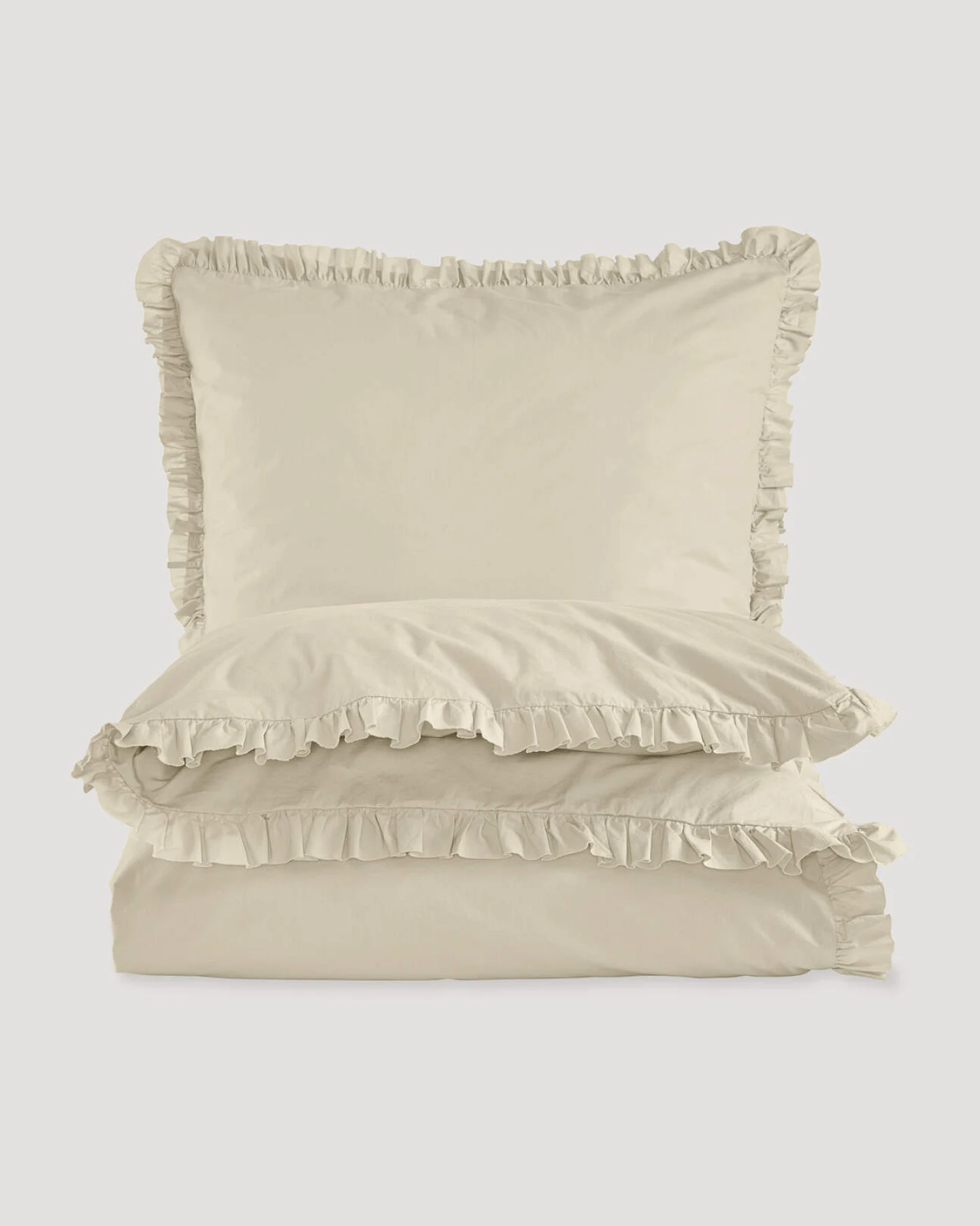 hessnatur Perkal Bettwäsche Set CARMEN aus Bio-Baumwolle - beige - Größe 155x220 / 80x80 cm – Ansicht 2