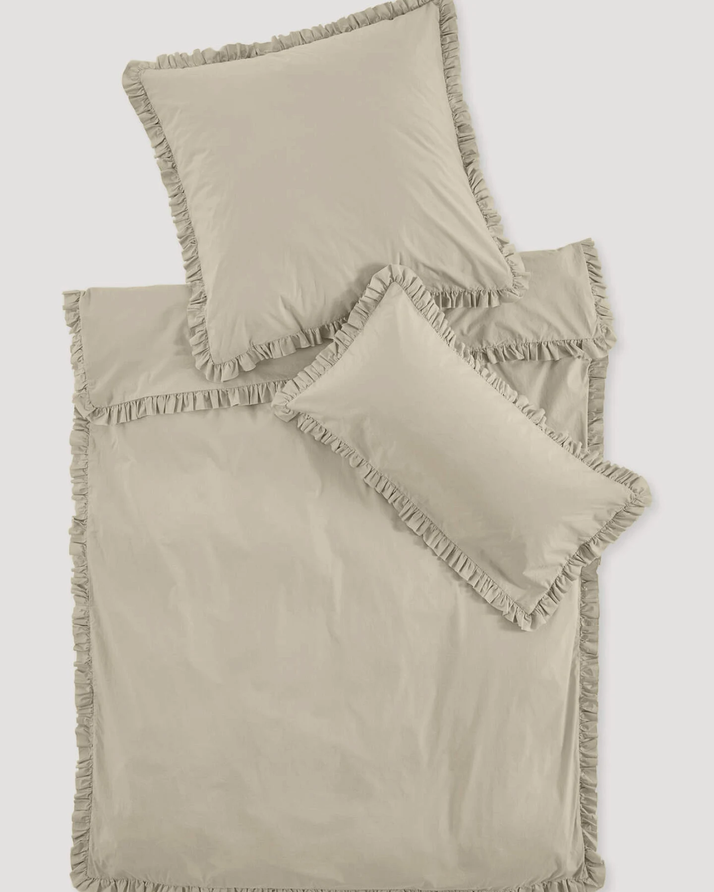 hessnatur Perkal Bettwäsche Set CARMEN aus Bio-Baumwolle - beige - Größe 155x220 / 80x80 cm – Ansicht 2
