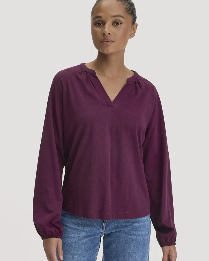 hessnatur Damen Jersey-Bluse Relaxed aus Bio-Baumwolle - rot - Größe 34