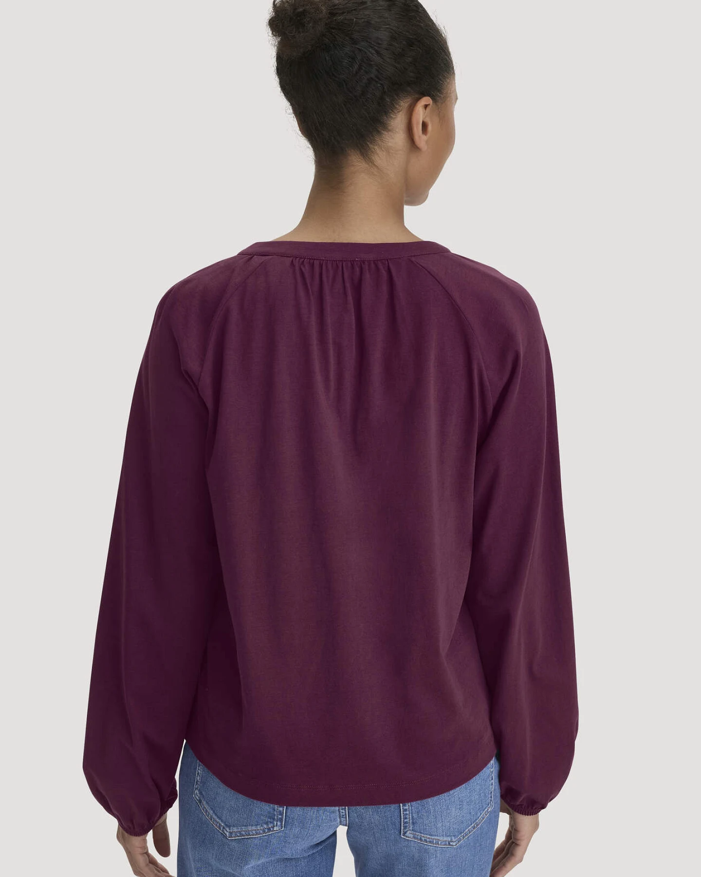 hessnatur Damen Jersey-Bluse Relaxed aus Bio-Baumwolle - rot - Größe 36 – Ansicht 3