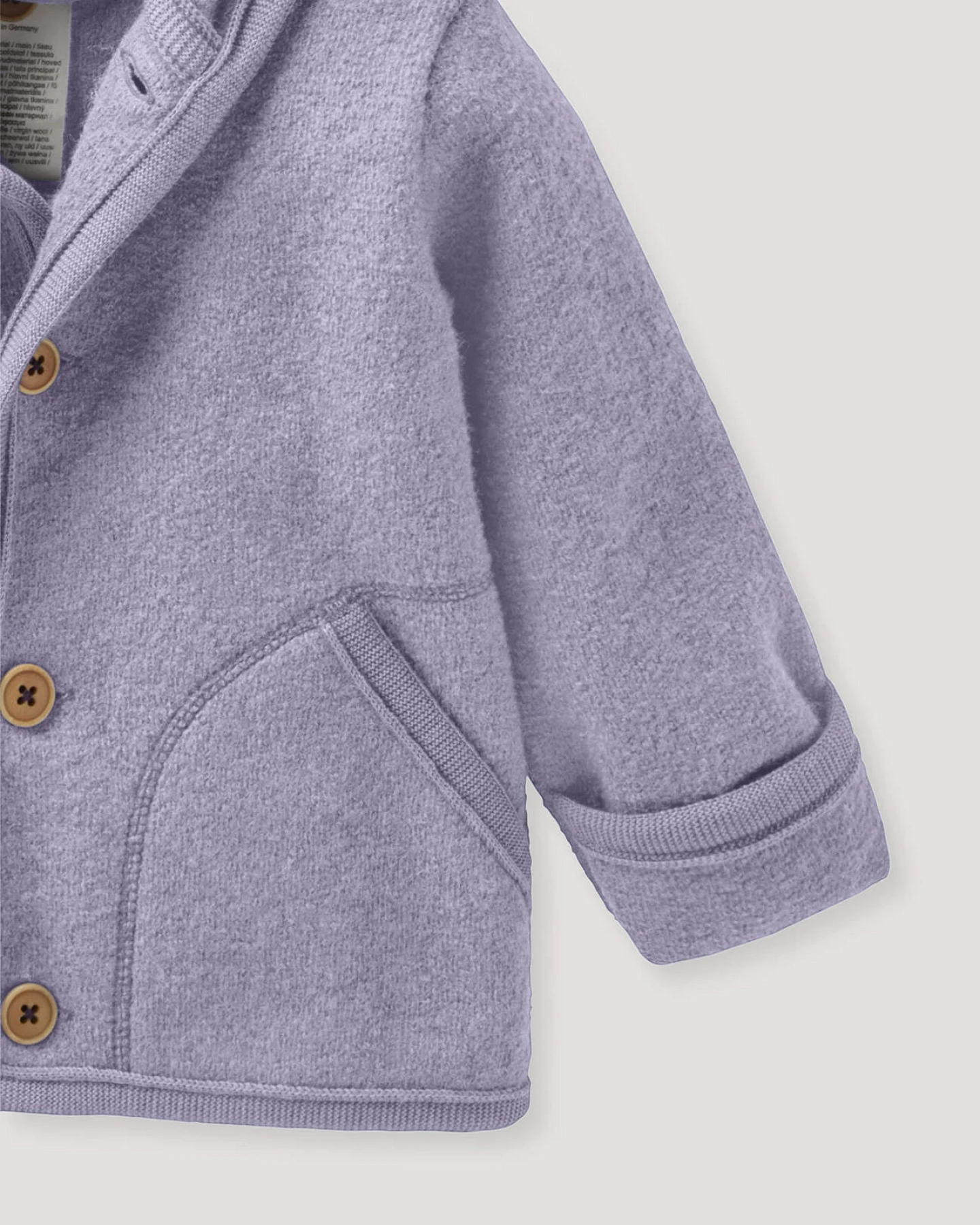 hessnatur Baby Wollwalk Jacke aus Bio-Merinowolle - lila - Größe 98/104 – Ansicht 3