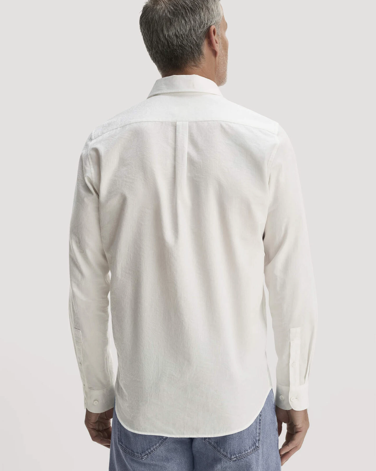 hessnatur Herren Jacquard Hemd Regular aus Bio-Baumwolle - weiß - Größe L (41/42) – Ansicht 3