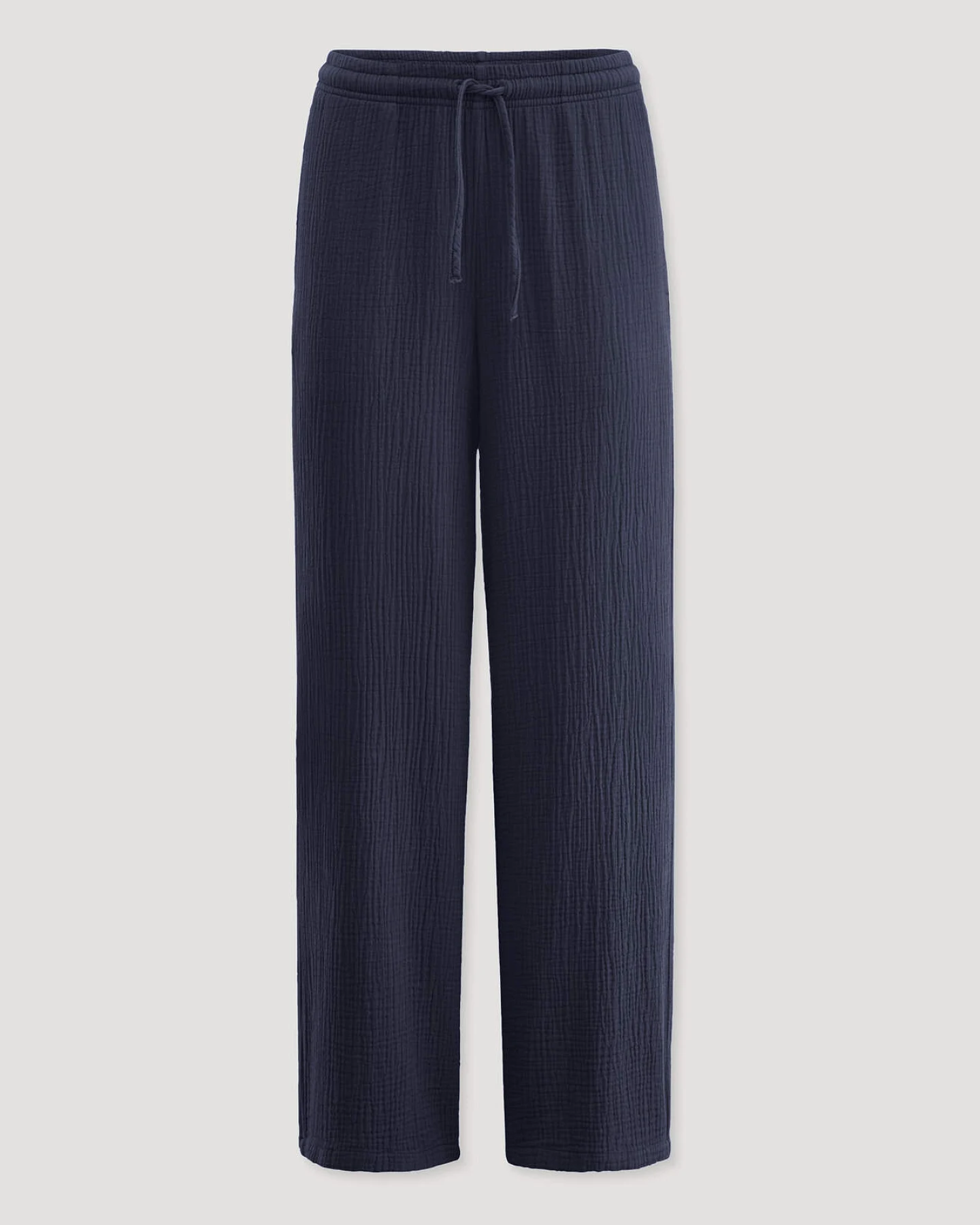 hessnatur Damen Musselin Schlafhose Relaxed PURE COMFORT aus Bio-Baumwolle - blau - Größe 36 – Ansicht 3