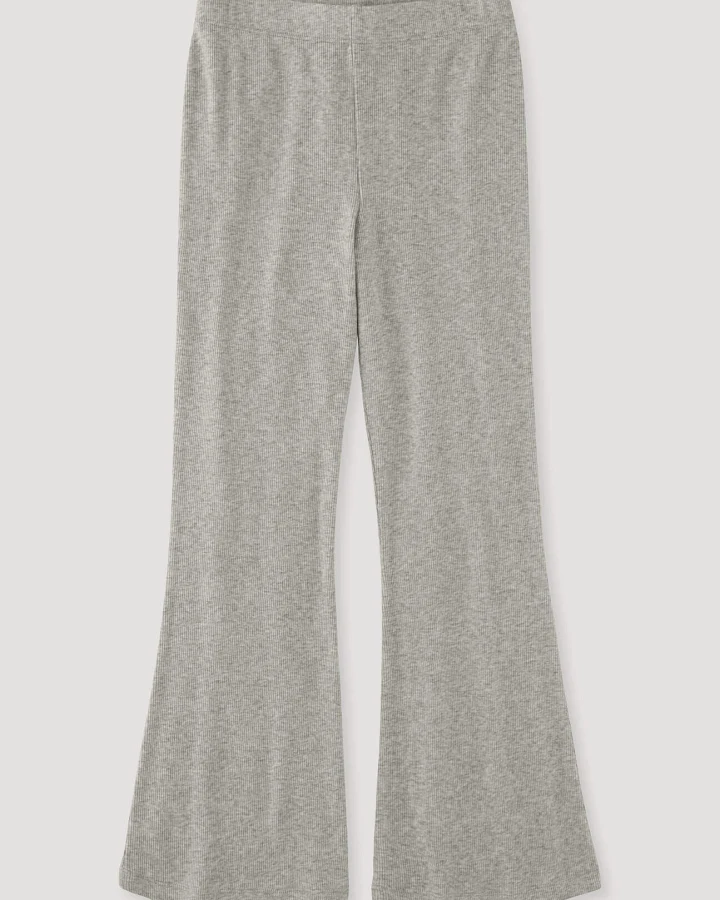 hessnatur Kinder Rib Leggings Flared aus Bio-Baumwolle - grau - Größe 110/116