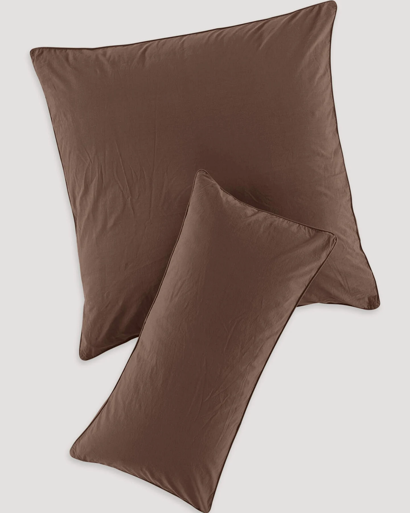 hessnatur Perkal Kissenbezug aus Bio-Baumwolle - braun - Größe 40x80 cm – Ansicht 2