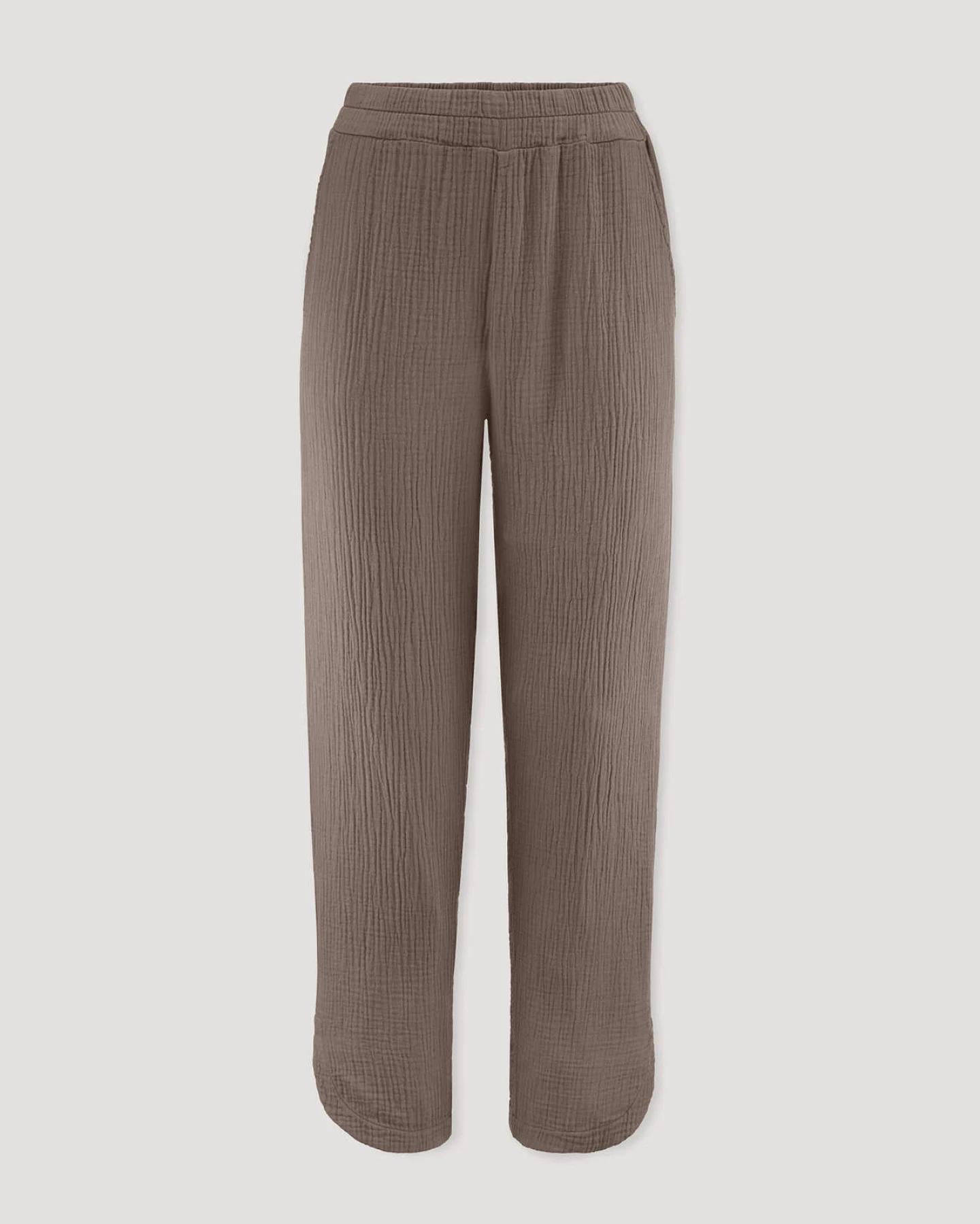 hessnatur Damen Musselin Schlafhose Regular PURE COMFORT aus Bio-Baumwolle - braun - Größe 48 – Ansicht 4